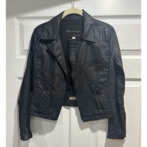AG Adriano Goldschmied The BIKER JACKET black Waxed Coated Cotton Moto small